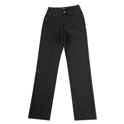 垂感拖地灰黑色阔腿直筒牛仔裤