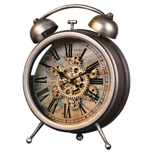 2025新款美式桌面复古齿轮座钟客厅时钟摆件高级摆台式机械台钟表