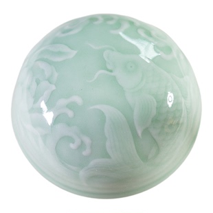 景德镇浮雕陶瓷印泥盒子文房篆刻创意高顶空白印泥瓷缸大中小号