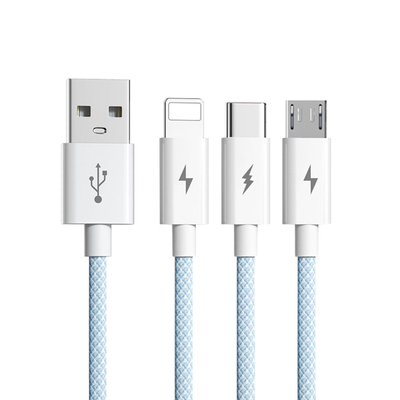 布纹一拖三数据线手机通用