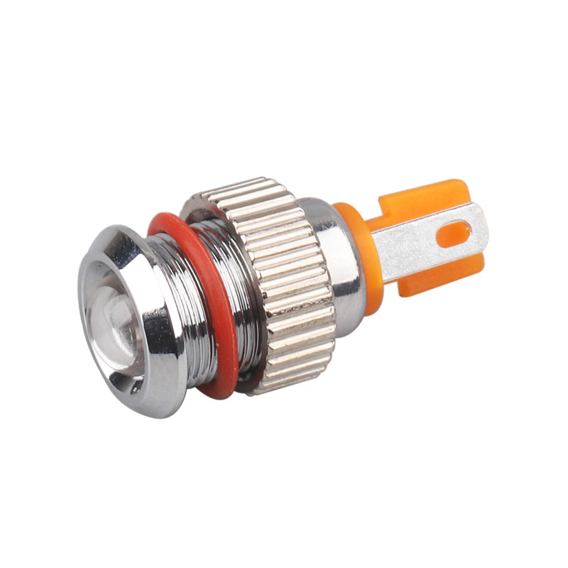 蓝波LB8A信号灯金属指示灯镀铬IP68防水镜透高亮红绿蓝黄色8mm