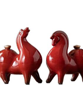 马上有招财唐创马件陶瓷动物马