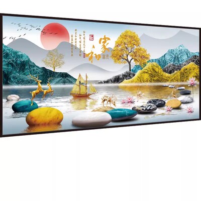 2026新款客厅装饰画自粘墙贴画3d立体背景墙画现代简约山水画贴纸