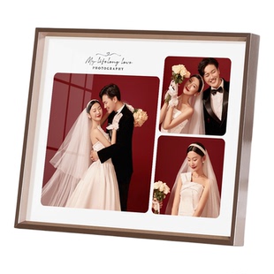 定制相框摆台加婚纱照做成三宫格相框打冲印洗照片结婚照相片相框