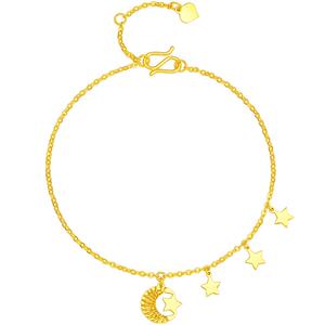 周大生黄金手链女足金5G极光金星月神话手饰金链生日礼物送女生