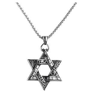 NG六芒星吊坠不锈钢项链女长款轻奢小众高级感锁骨链男士毛衣链