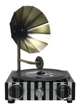 复古条纹水晶播放机留声机摆件