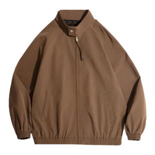 海上公路极简通勤男士阔版插肩袖立领夹克舒适透气哈灵顿休闲外套