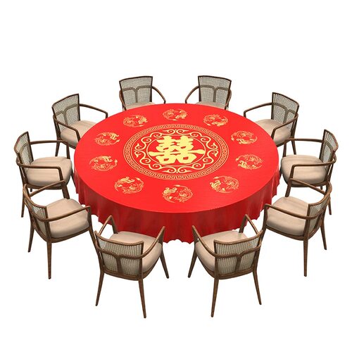 结婚喜字餐桌布加厚酒店婚礼喜宴一次性桌布圆桌布台布生日寿宴用