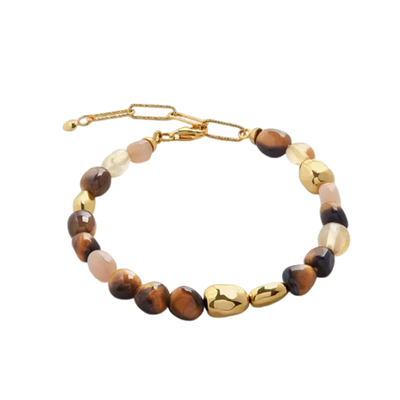 Monica Vinader莫妮卡手链焦糖宝石串珠虎眼石复古琥珀风叠戴手饰