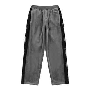 BJHG不计后果银狐绒加绒加厚裤子男款秋冬季宽松运动直筒休闲卫裤