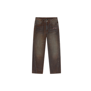 Ed Hardy埃德哈迪冬季流行新款男士平绣烫片中腰牛仔长裤