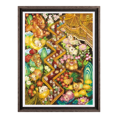 3djp国潮插画拼图元宵节装饰礼物