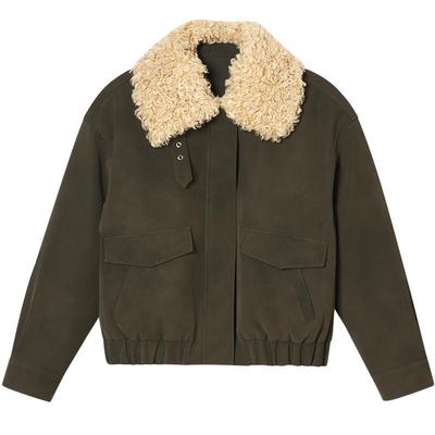 ToyzY仿羊羔毛毛领pu皮短外套夹克女短款2025冬新品ZC35510220