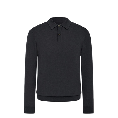 前针后线翻领纯羊毛衫可机洗针织