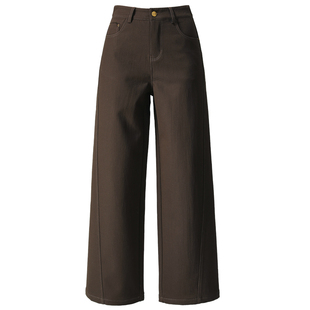 高腰加绒阔腿裤女秋冬新款女裤宽松显瘦加厚裤子休闲裤拖地直筒裤