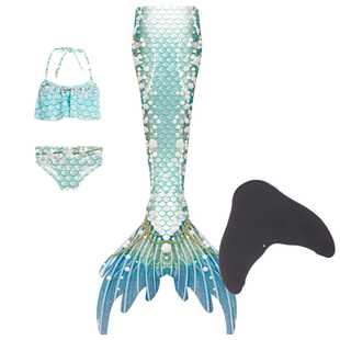 女童美人鱼尾巴泳衣2026新款儿童公主裙小女孩分体游泳装衣服温泉