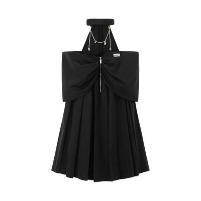 REVAN芮范设计师款甜酷风黑色挂脖连衣裙RM31101228