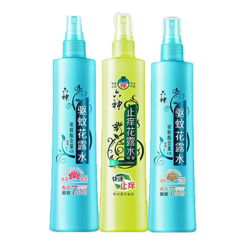 六神驱蚊花露水香型喷雾防蚊水驱蚊液清凉止痒180ml正品组合6神2