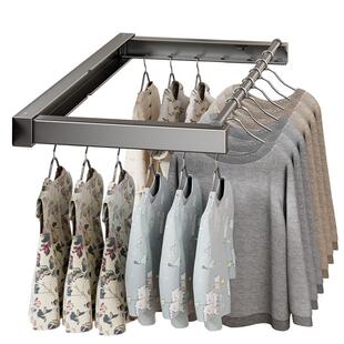 阳台在窗户玻璃上的伸缩折叠晾衣架隐形空间利用晾衣神器护栏晒架