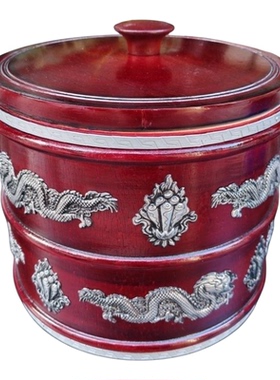 藏式实木雕刻龙纹假双层加厚糌粑盒糖果盒零食盒XL10款