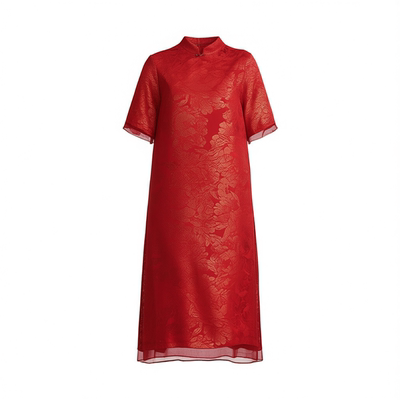 香薇姿新中式宽松桑蚕丝连衣裙夏