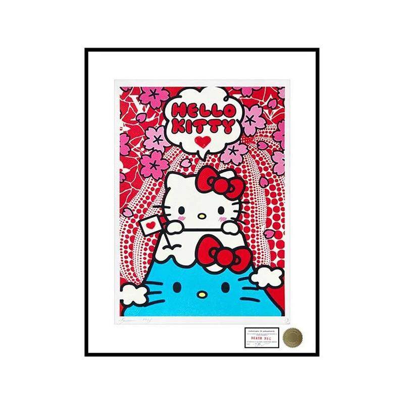 富士山草间弥生Kitty猫版画挂画