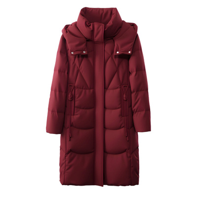 雅鹿女款中长款脱卸帽羽绒服