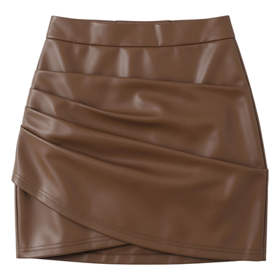 女士包臀褶皱不规则短裙