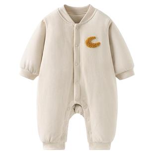 童泰婴儿连体衣冬季纯棉夹棉宝宝衣服儿童休闲外出哈衣加厚爬服