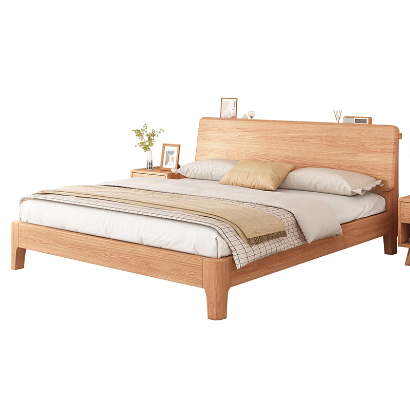 实木床现代简约1米8双人大床主卧1米5储物床出租房用1.2m单人床架
