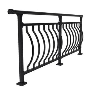 博盾铝合金别墅铁艺弧形室外露台防护栏杆 小区围栏锌钢阳台扶手