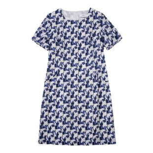 HONRN/红人优雅气质遮肉显瘦短袖纯棉裙子连衣裙女夏HI22OL618