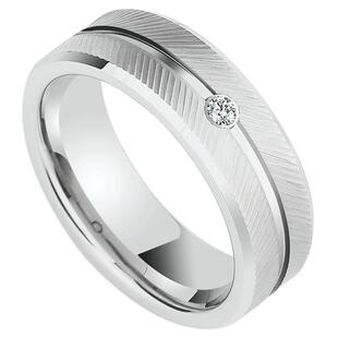 飒雅钻戒镀白金戒指男士潮食指钨金单身莫桑石乌金百搭银色指环女