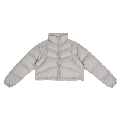 CONTRAFIEND短款90白鸭绒弧线立领羽绒服 绣花LOGO印花保暖外套