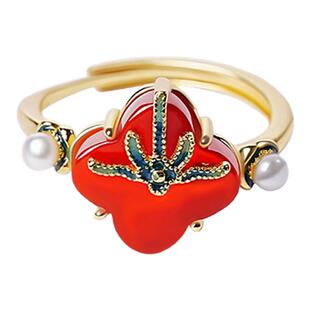 宫里上新红玛瑙戒指女纯银天然宝石旺财指环红色本命年生日礼物