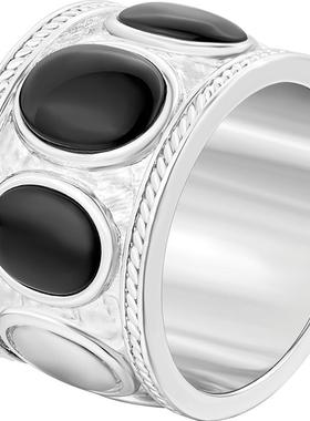 LMAXS黑玛瑙双生宽戒正反可戴