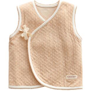 素棉宝贝婴儿马甲小月龄纯棉a类秋冬背心宝宝护肚绑带小马夹坎肩