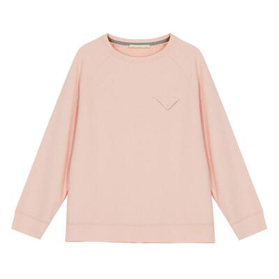 铜牛斜格异面布圆领女居家上装