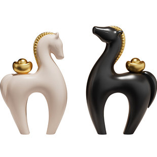 高级感轻奢马上有钱摆件客厅电视玄关酒柜生肖马年乔迁礼物装饰品