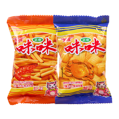 爱尚咪咪虾条蟹味粒童年儿时怀旧小包装休闲儿童小零食网红爆款