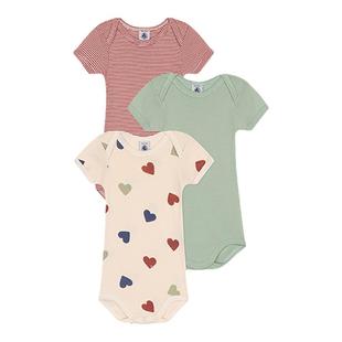 法国小帆船Petitbateau春夏婴幼儿短袖包屁衣3件装A09YF