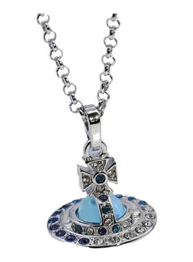 轻奢小众欧美蓝色土星项链