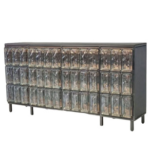 轻奢玻璃砖餐边柜设计师实木水晶储物柜别墅时尚玄关柜高端定制