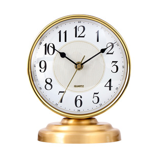 枫叶钟表黄铜卧室静音简约台式创意座钟家用欧式轻奢装饰时钟摆件