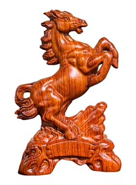 黑檀木木雕马摆件立马发财实木雕刻花梨木马到成功生肖马年工艺品