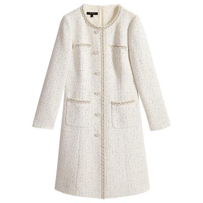 【名媛小香风】YINER音儿专选冬季女装法式钉珠装饰粗花呢连衣裙