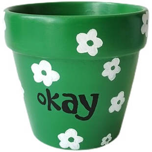 植物幻想我爱小花手绘红陶盆绿植多肉创意可爱办公室桌面盆栽礼物