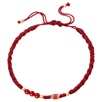 峨眉山锦鲤编织红绳手链