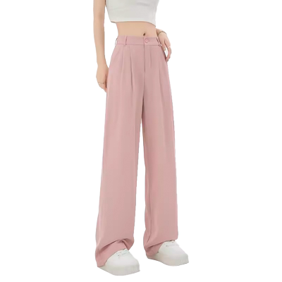 西装阔腿裤女秋冬季窄版高级垂感